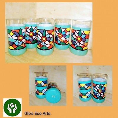 Under her brand ,Glo's Eco Arts, she turns glass bottles into drinking glasses, sugar bowls, wind chimes, flowers vases, candle holders to mention but a few in order to create environmental awareness and reduce glass trash.