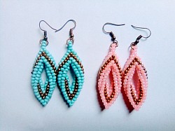 Light blue and pink with copper  earrings $31