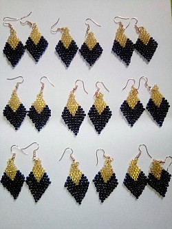 Black and gold diamond  beaded earrings $10 each