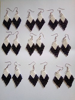 Black and white diamond beaded earrings $10