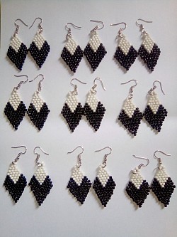 Black and white diamond beaded earrings $3